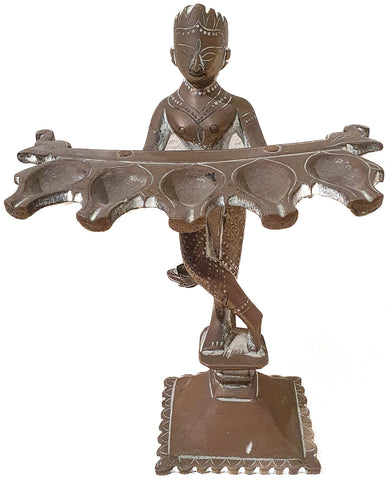Antique Bronze Hindu Goddess Oil Lamp