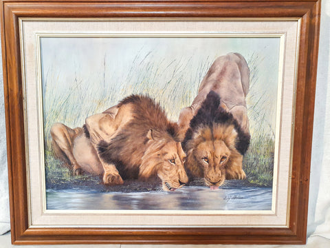 Original Lesley Alistoun Pair of Lions Artwork