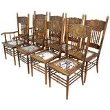 8x Colonial Birch & Riempie Dining Chairs