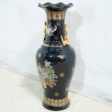Tall Decorated Black & Gold Vase
