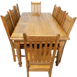 Solid Oak 8-Seater Dining Table & Chairs