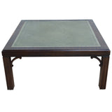 Square Mahogany & Leather-Top Coffee Table