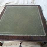Square Mahogany & Leather-Top Coffee Table