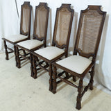 4x Antique Mahogany & Cane Highback Chairs