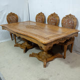Ornate 8-Seater Cherrywood Dining Table & Chairs
