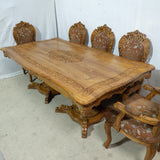 Ornate 8-Seater Cherrywood Dining Table & Chairs
