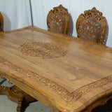 Ornate 8-Seater Cherrywood Dining Table & Chairs