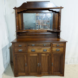 Antique Solid Walnut & Mirror-Top Sideboard