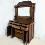 Antique Solid Walnut & Mirror-Top Sideboard