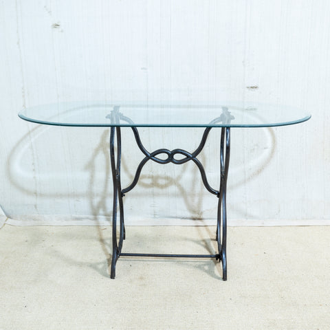 Oval Glass Top & Metal Table
