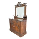 Edwardian Solid Oak Mirror-Top Sideboard