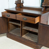 Edwardian Solid Oak Mirror-Top Sideboard