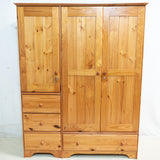 Pine 3-Door & Drawers Wardrobe