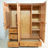 Pine 3-Door & Drawers Wardrobe