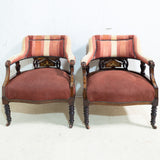 Pair of Edwardian Inlaid Mahogany Armchairs