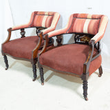 Pair of Edwardian Inlaid Mahogany Armchairs