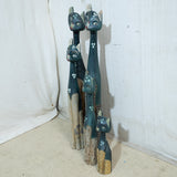 5x Wooden Cat Statues
