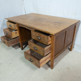 Large Solid Teak 6-Drawer Desk