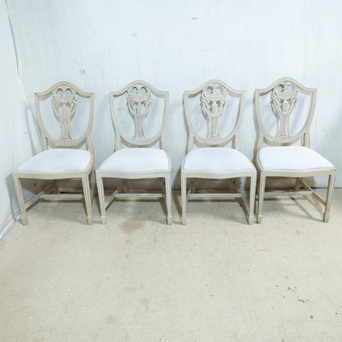 4x White Painted Shield Back Dining Chairs