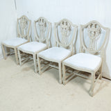 4x White Painted Shield Back Dining Chairs