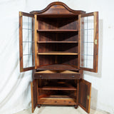 Large Solid Blackwood Gable Top Corner Cabinet