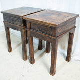 Pair of Antique Wooden Balinese Pedestal Tables