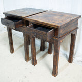 Pair of Antique Wooden Balinese Pedestal Tables