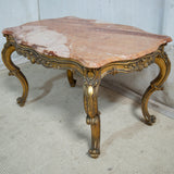 Ornate Italian Wooden Gilt & Marble Top Coffee Table
