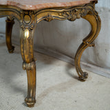 Ornate Italian Wooden Gilt & Marble Top Coffee Table