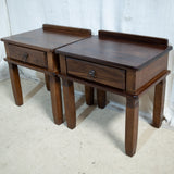 Pair of Solid Afromosia Wood Pedestal Tables