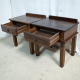 Pair of Solid Afromosia Wood Pedestal Tables