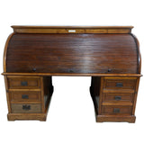 Large Solid Teak Roll-Top Desk (Gilman & Co England)