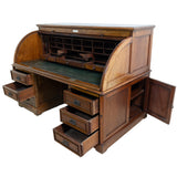 Large Solid Teak Roll-Top Desk (Gilman & Co England)