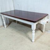 8-Seater Solid Pine & White Painted Dining Table