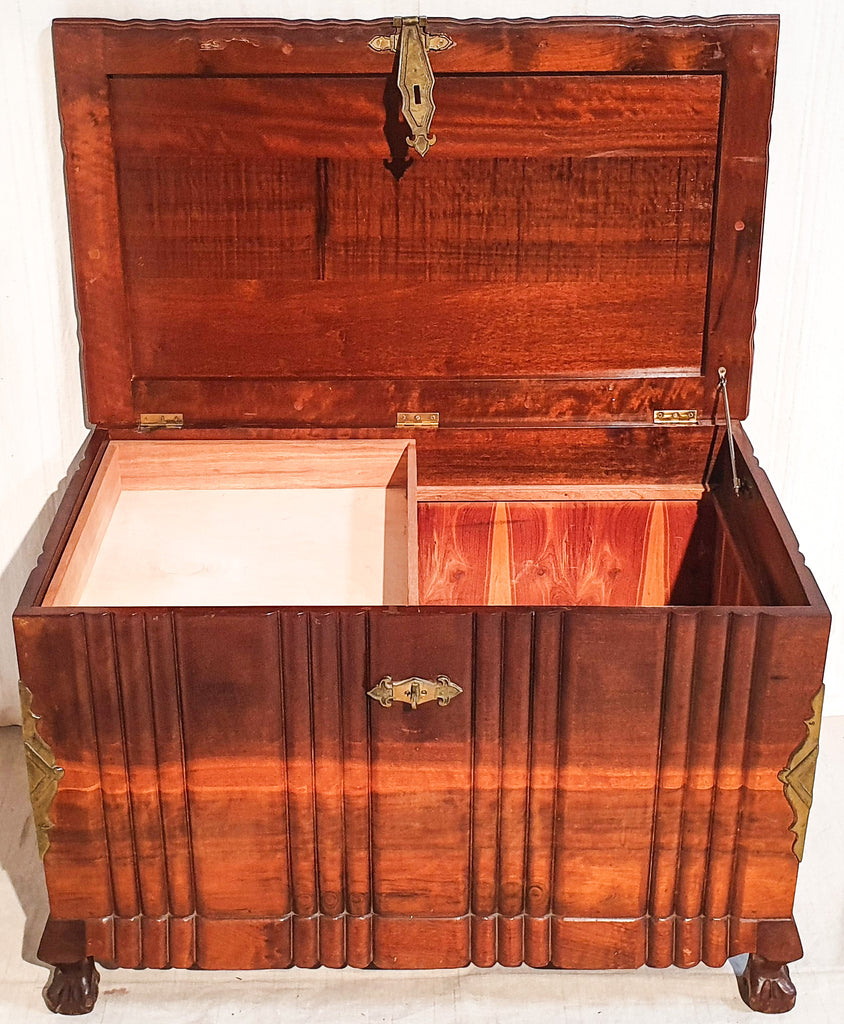 Solid Imbuia Brass Embellished 20thC Kist Collecticastore