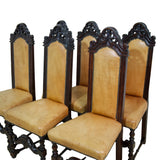 Jacobean Revival Oak & Leather Dining Chairs