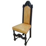 Jacobean Revival Oak & Leather Dining Chairs