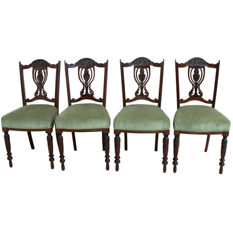 4x Edwardian Walnut Dining Room Chairs for sale in cape town. Furniture store.