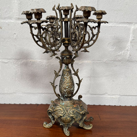 Antique Ornate Brass Candlestick Holder