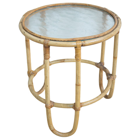 Bamboo & Glass Top Side Table