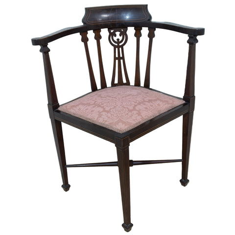 Edwardian Mahogany Inlaid Corner Chair for sale in cape town, south africa. Furniture store.