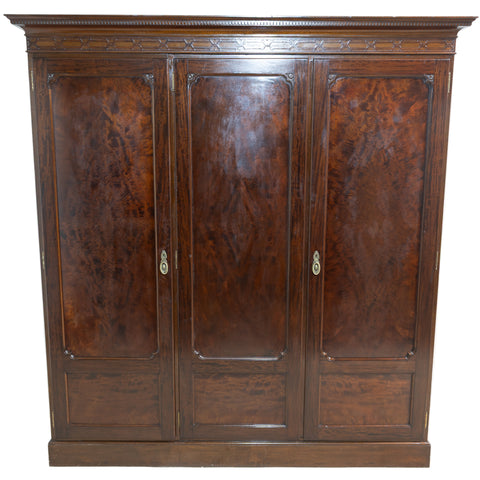 Edwardian Solid Mahogany 3-Door Wardrobe for sale in cape town. Furniture store.