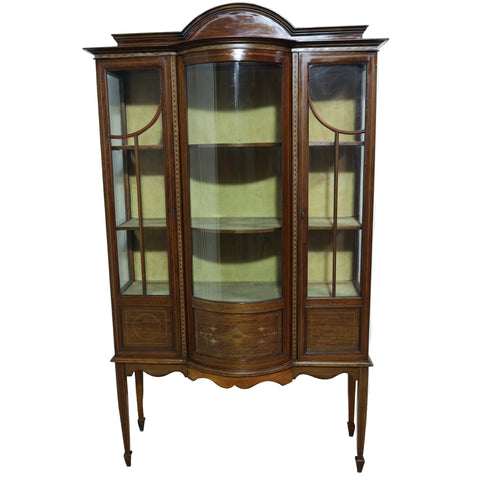 Large Edwardian Mahogany Bowfront Display Cabinet for sale in cape town. Furniture store.