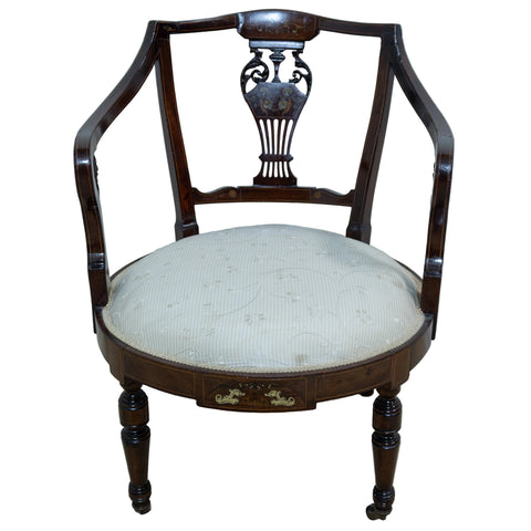 Mahogany Sheraton Shield-Back Open Armchair