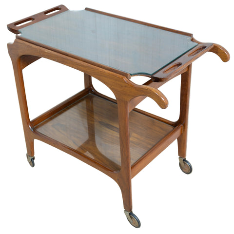 Mid-Century Kiaat Wood Tea Trolley / Dinner Wagon