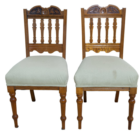 Pair of Oak Art Nouveau Dining Chairs for sale in cape town.