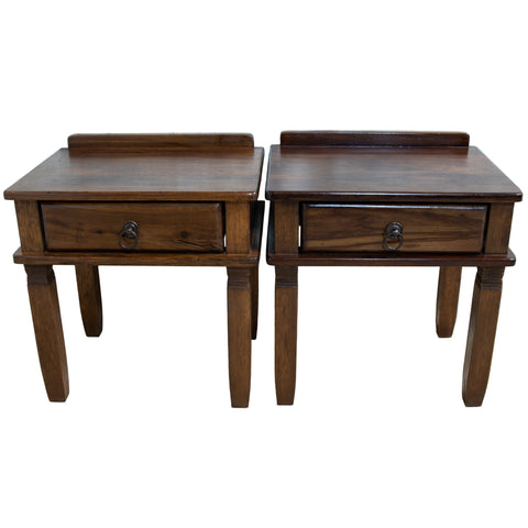 Pair of Solid Afromosia Wood Pedestal Tables for sale in cape town.