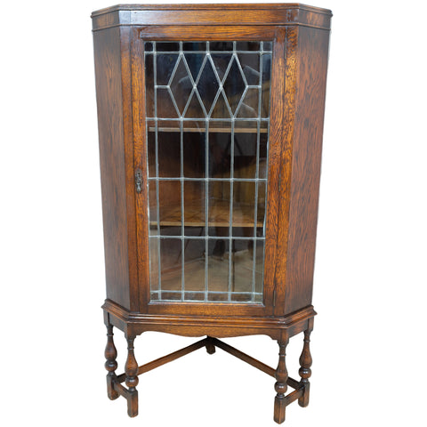 Solid Oak Corner Display Cabinet