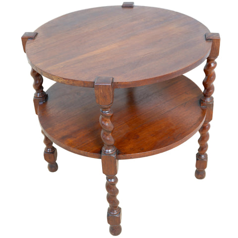 Solid Teak Round 2-Tier Side table for sale in cape town. Furniture dealer.